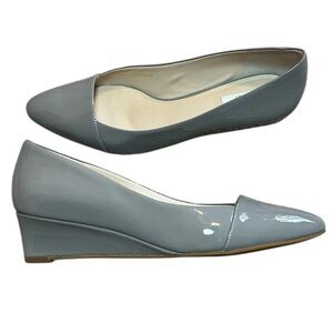 Cole Haan Kinslee patent leather waterproof wedge pumps light gray size 6.5